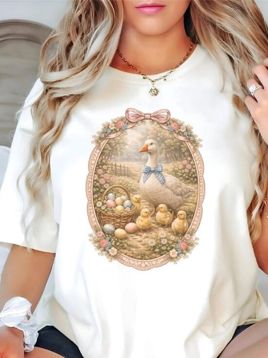 Tops - loral Easter Goose Shirt, Vintage Spring Goose Tee